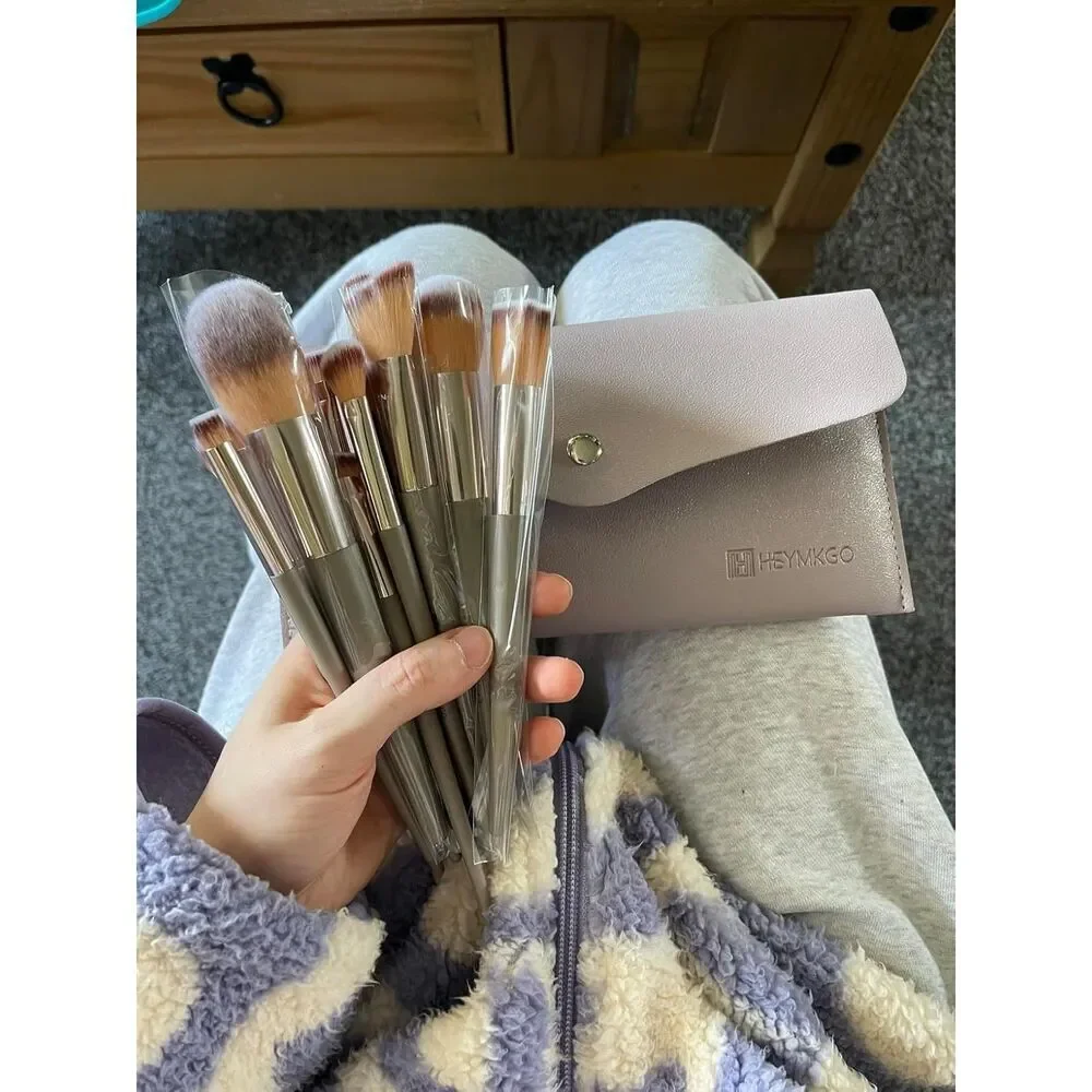 Hemkgo 15 Pieces Gold Professional Makeup Brushes Set With Cosmetic Bag